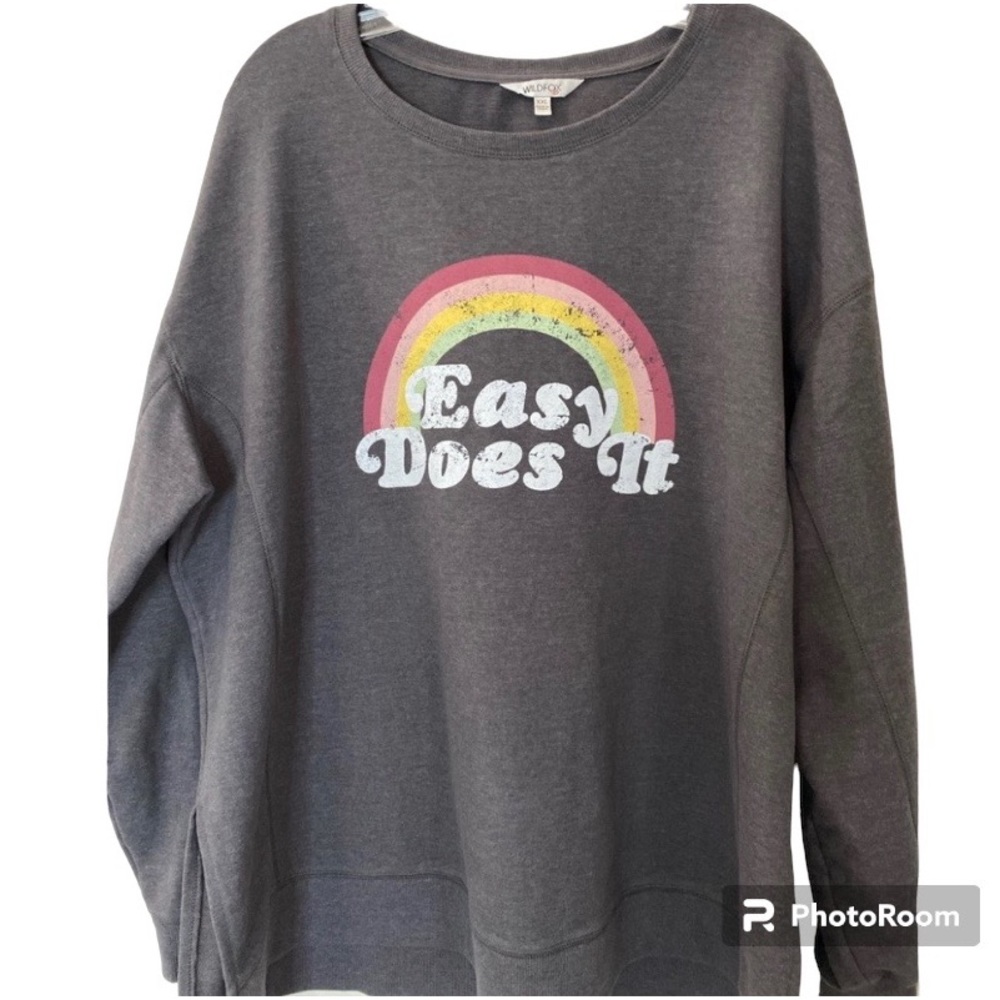 WildFox Easy Does It Gray Long Sleeve Sweatshirt atop With Rainbow Size …